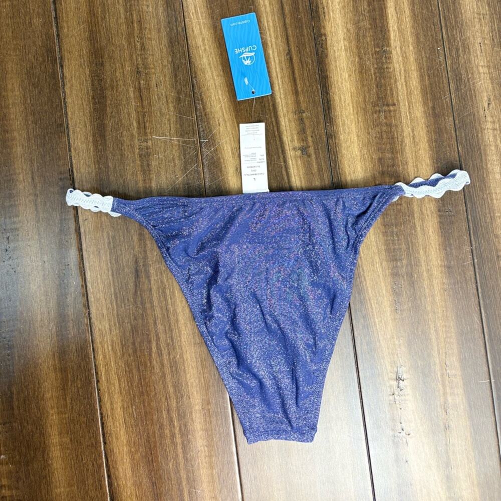 NWT Dazzling Navy & White Scalloped Bikini Bottom size L Preppy Nautical Swim - Picture 7 of 10